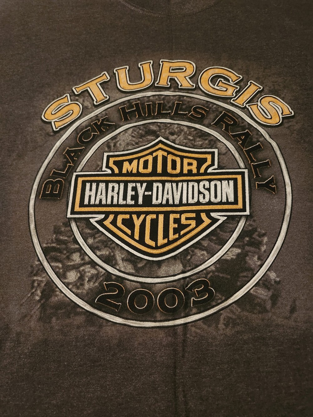 Harley-Davidson Black Tee with Orange and White Shield Logo